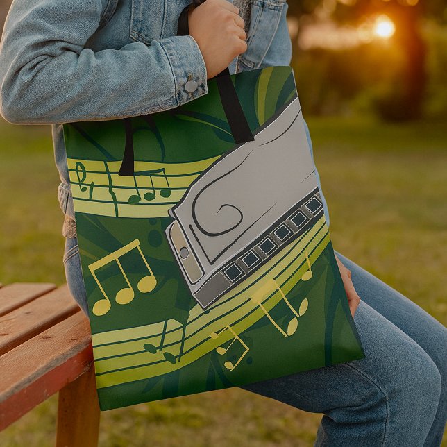 Harmonica Blues and Folk Music Tote Bag (Creator Uploaded)