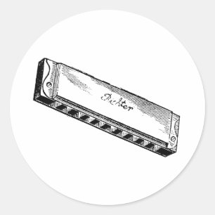 Harmonica/Blues Harp Classic Round Sticker