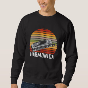 Harmonica Blues Music Retro Musician French Harp P Sweatshirt