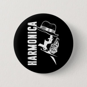 Harmonica Blues Music Sound Instrument Band Gift 6 Cm Round Badge