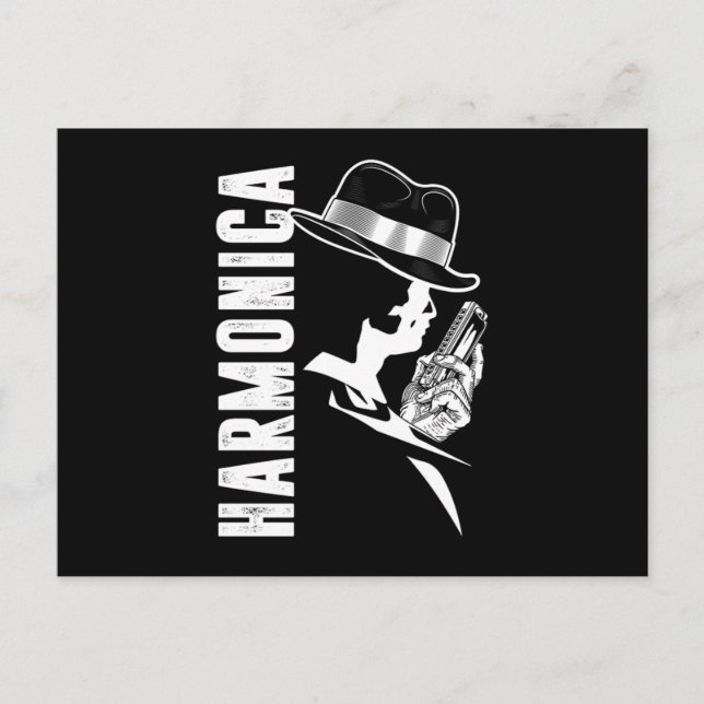Harmonica Blues Music Sound Instrument Band Gift Postcard (Front)