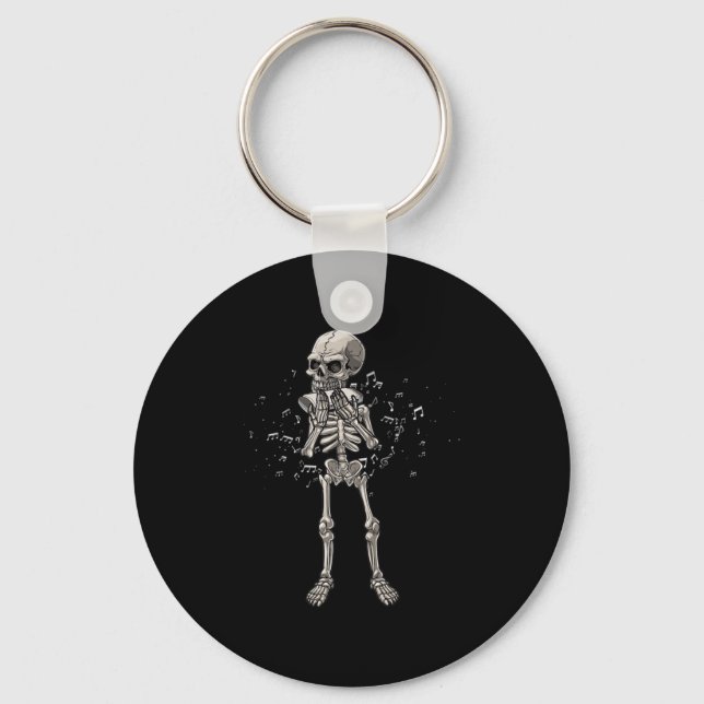 Harmonica Blues Skull Instrument Acoustic Gift Key Ring (Front)