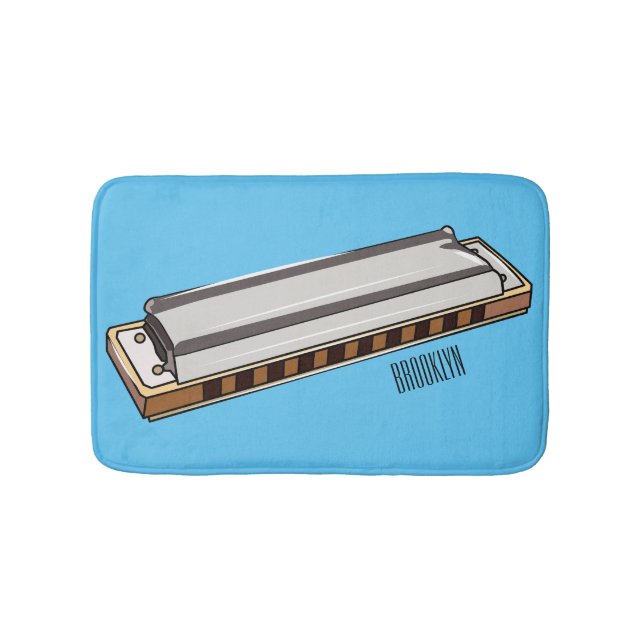 Harmonica cartoon illustration bath mat (Front)
