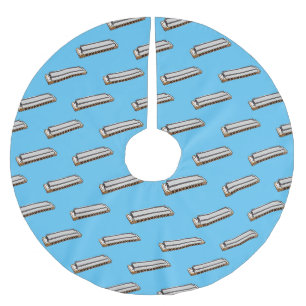 Harmonica cartoon illustration brushed polyester tree skirt