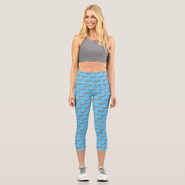 Harmonica cartoon illustration capri leggings (Front)
