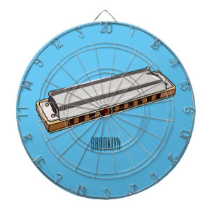 Harmonica cartoon illustration dartboard