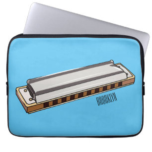 Harmonica cartoon illustration laptop sleeve