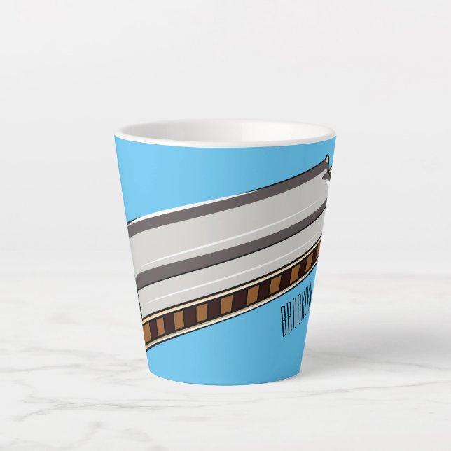 Harmonica cartoon illustration latte mug (Front)