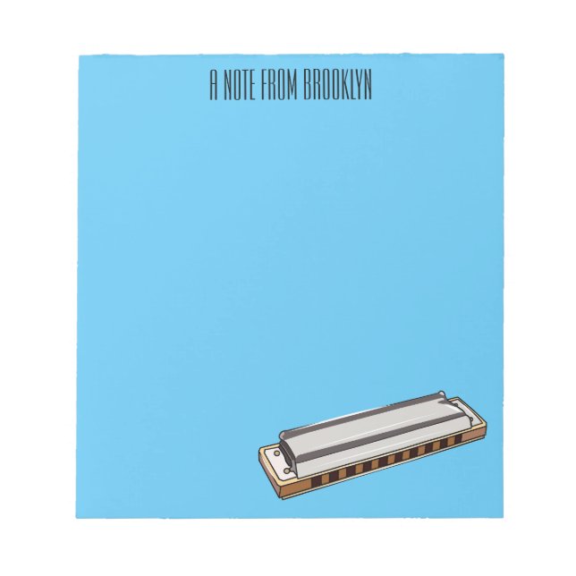 Harmonica cartoon illustration notepad (Front)