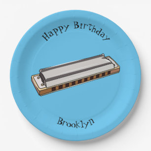 Harmonica cartoon illustration paper plate