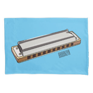 Harmonica cartoon illustration pillowcase