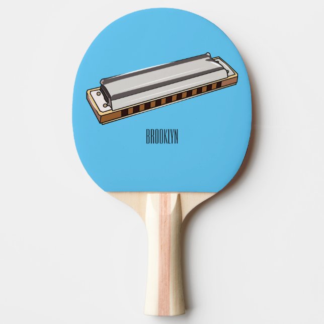 Harmonica cartoon illustration ping pong paddle (Front)