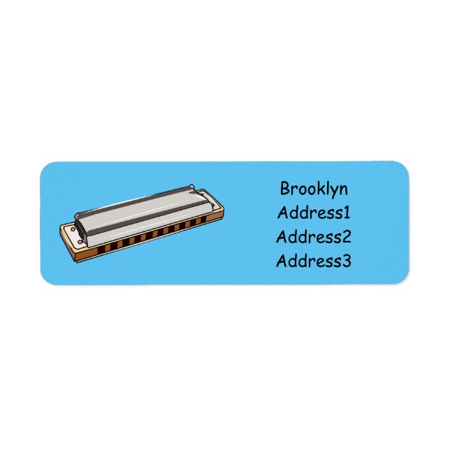 Harmonica cartoon illustration return address label (Front)