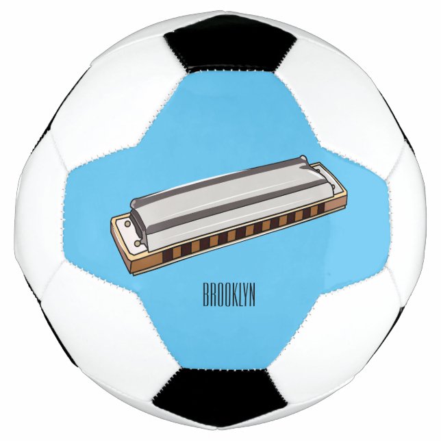 Harmonica cartoon illustration soccer ball (Front)