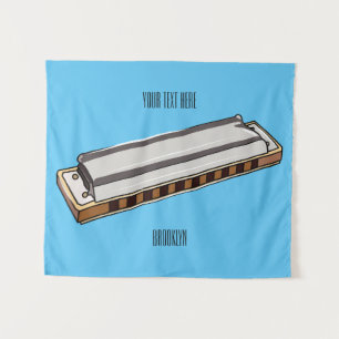 Harmonica cartoon illustration tapestry