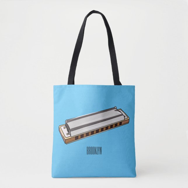 Harmonica cartoon illustration tote bag (Front)