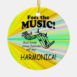 Harmonica Feel The Music Ceramic Ornament