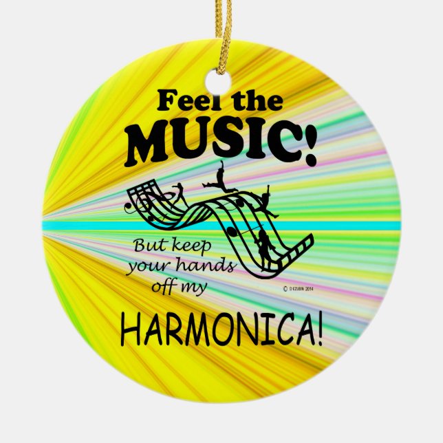 Harmonica Feel The Music Ceramic Ornament (Front)