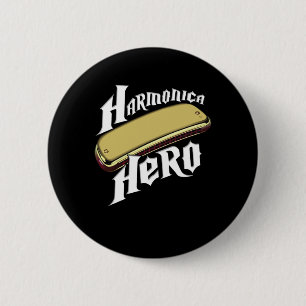 Harmonica Hero Instrument Band Blues Music Gift 6 Cm Round Badge