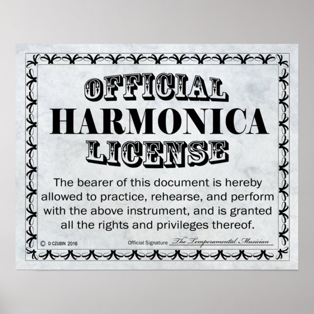 Harmonica License Poster (Front)