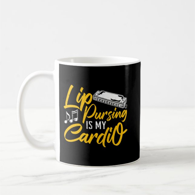 Harmonica Lover Lip Pursing Is My Cardio Harmonica Coffee Mug (Left)