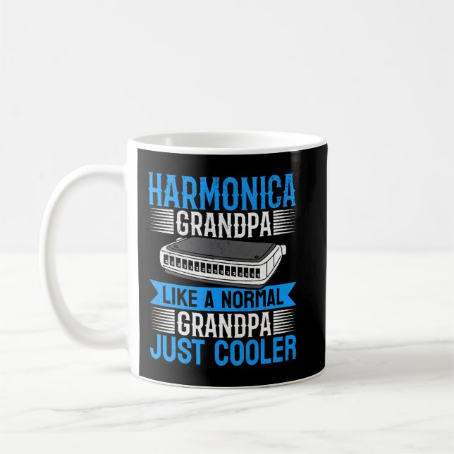 Harmonica Lover Mens Harmonica Grandpa Harmonica P Coffee Mug (Left)