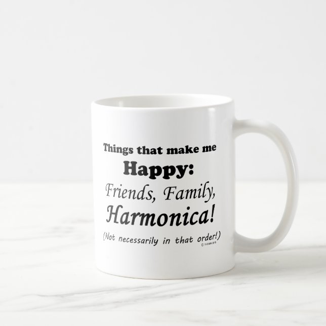 Harmonica Makes Me Happy Coffee Mug (Right)