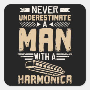 Harmonica Man Square Sticker