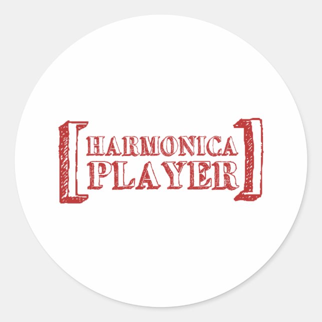 Harmonica Player Classic Round Sticker (Front)