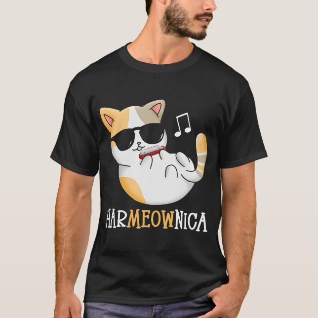 Harmonica Player HarMEOWnica Mouth Organ Harmonici T-Shirt (Front)