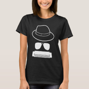 Harmonica Player Hat And Sunglasses T-Shirt