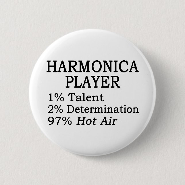 Harmonica Player Hot Air 6 Cm Round Badge (Front)
