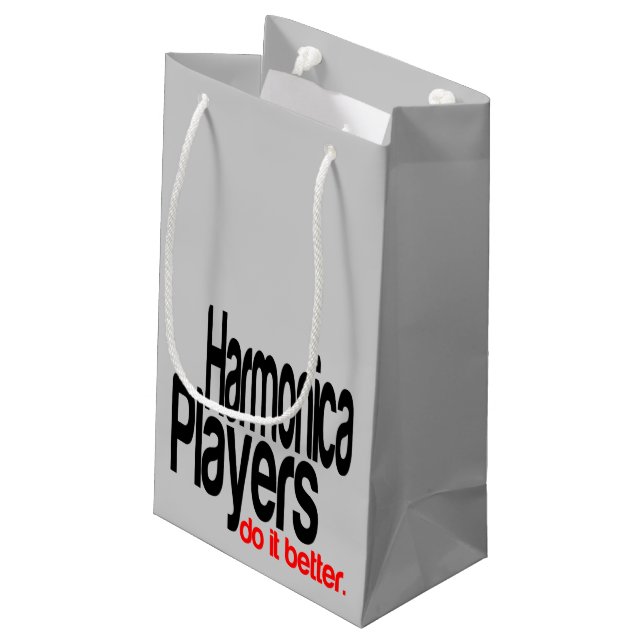 Harmonica Players Do It Better Small Gift Bag (Back Angled)