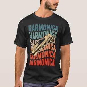 Harmonica Retro Harmonicist Harp Player T-Shirt
