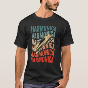 Harmonica Retro Harmonicist Harp Player T-Shirt