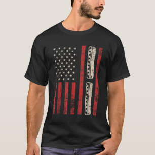 Harmonica Vintage American Flag Patriotic Harmonic T-Shirt