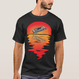 Harmonica Vintage Sunset Harmonica Player T-Shirt