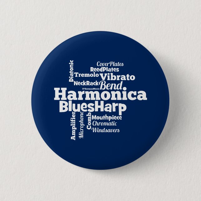 Harmonica Word Cloud 6 Cm Round Badge (Front)