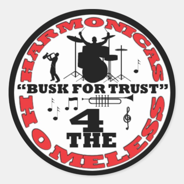 Harmonicas for the Homeless Classic Round Sticker (Front)