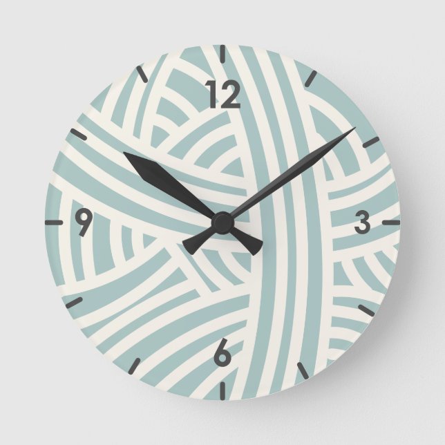 Harmonious Blue Abstract Stylised Yarn Ball Round Clock (Front)