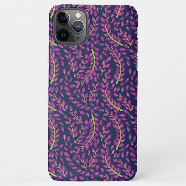 Harmonious Botanical Art on Dark Blue Background iPhone Case (Back)