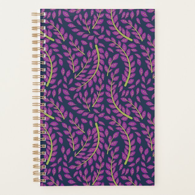 Harmonious Botanical Art on Dark Blue Background Planner (Front)