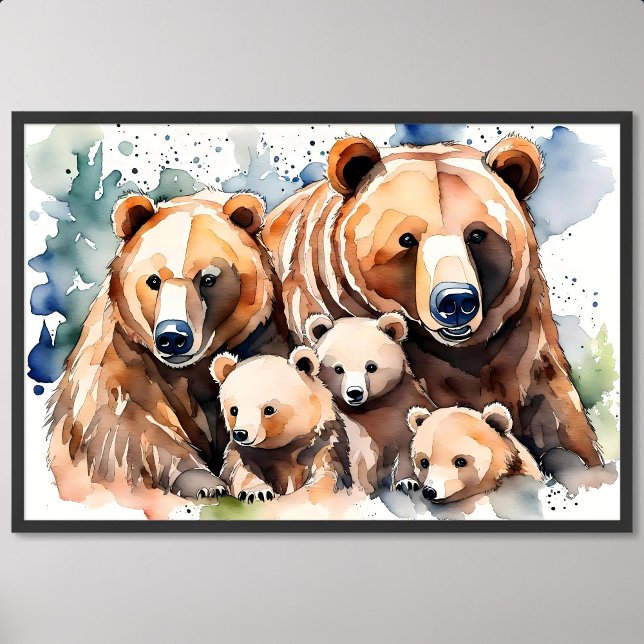 harmonious grizzly bear happy family painting zoo poster (harmonious grizzly bear happy family painting zoo)