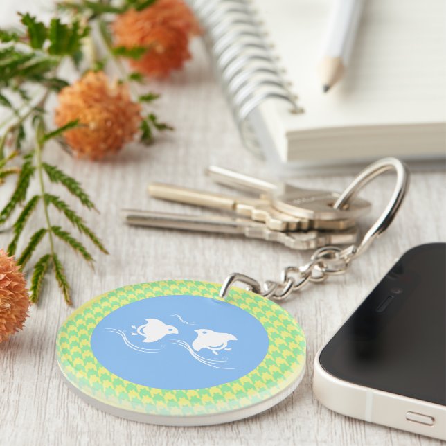 Harmonious marriage, lucky charm Chidori pattern Key Ring (Front Right)