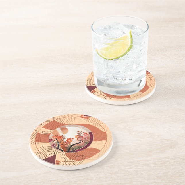 Harmonious Orange Blossom Circles Coaster (Side)