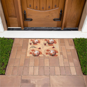 Harmonious Orange Blossom Circles Doormat