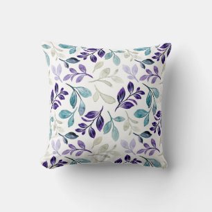 Harmonious Watercolor Leaves Design Cushion