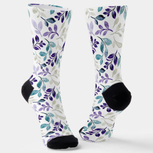 Harmonious Watercolor Leaves Design Socks