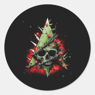 Harmonising Contrasts Christmas Tree Meets Punk-ro Classic Round Sticker