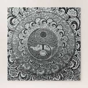 Harmony and Balance Silver Yin Yang Jigsaw Puzzle